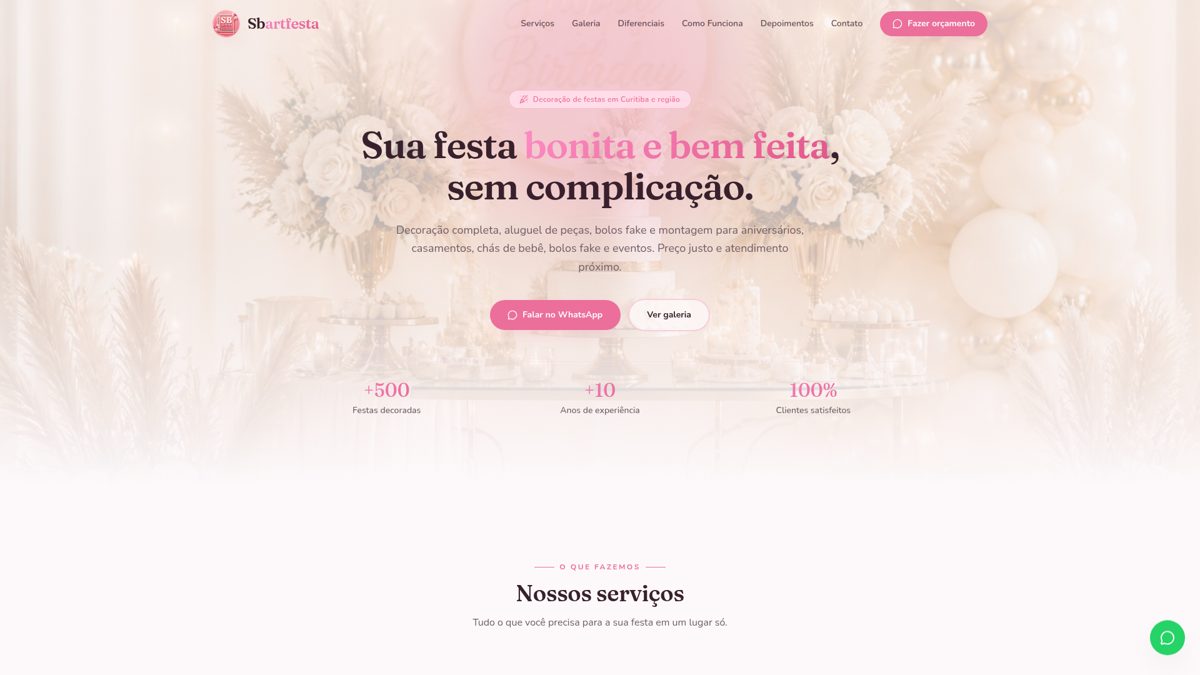 Site criado para SB Art Festa