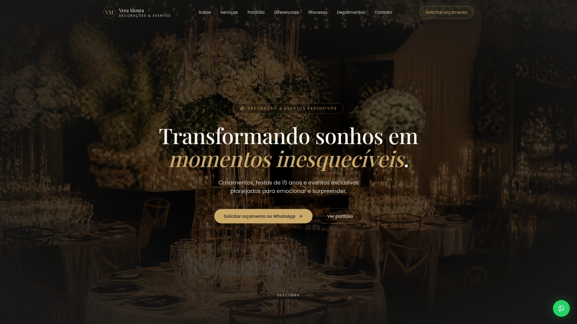 Site criado para Vera Moura Decorações